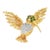 Mid-Century 18k Yellow Gold Emerald and Diamond Hummingbird Pin For Sale