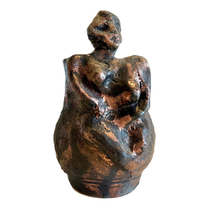 Jenik Cook, Brutalist Ceramic Sculpture Vase Bronze Lustre FInish California Expressionist