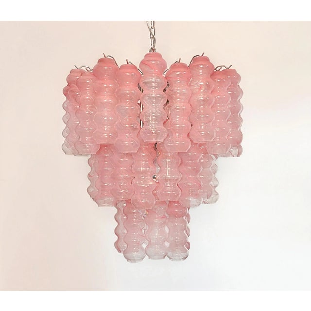 Mid-Century Modern Large Three-Tier Murano Glass Tube Chandelier, 1990s For Sale - Image 3 of 18