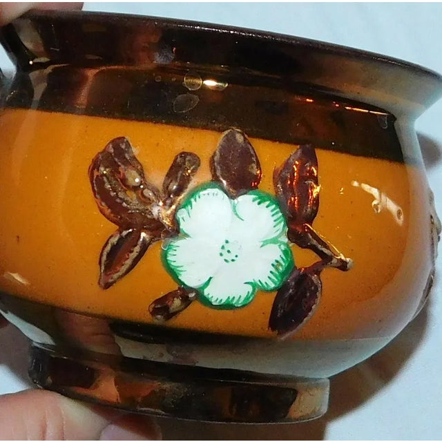 Antique Copper Lustre Creamer & Sugar - Set of 2 For Sale - Image 12 of 13