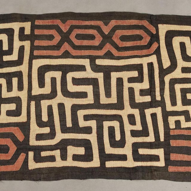 Royal Ntshak Raffia Fabric with Labyrinth Kuba Art For Sale - Image 5 of 12