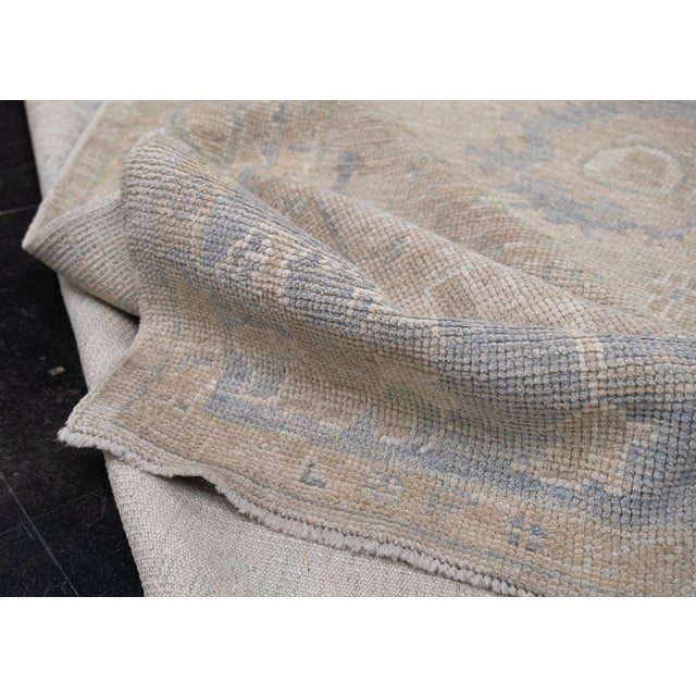 Taupe Turkish Oushak Rug Taupe, Beige & Blue Handwoven Wool Rug 5'2" X 7' For Sale - Image 8 of 9