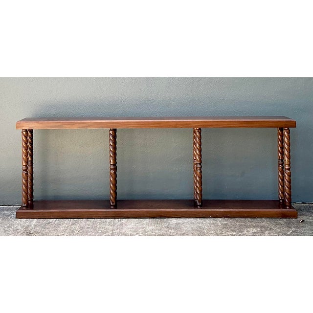 Wood Vintage Carved Barley Twist Console Table For Sale - Image 7 of 12