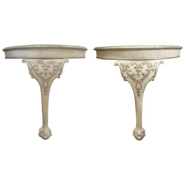 Pair of Venetian Painted and Parcel Gilt Console Tables For Sale - Image 13 of 13