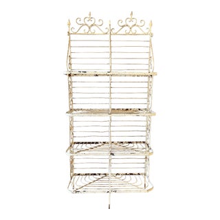 Antique French Hand Forged Wrought Iron Bakers Rack For Sale