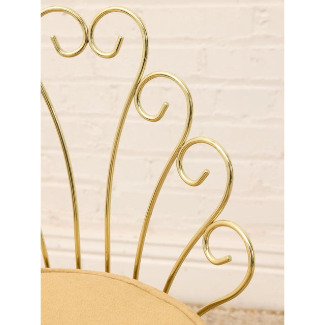 Metal Vintage Brass Scrollwork Vanity Chair For Sale - Image 7 of 9
