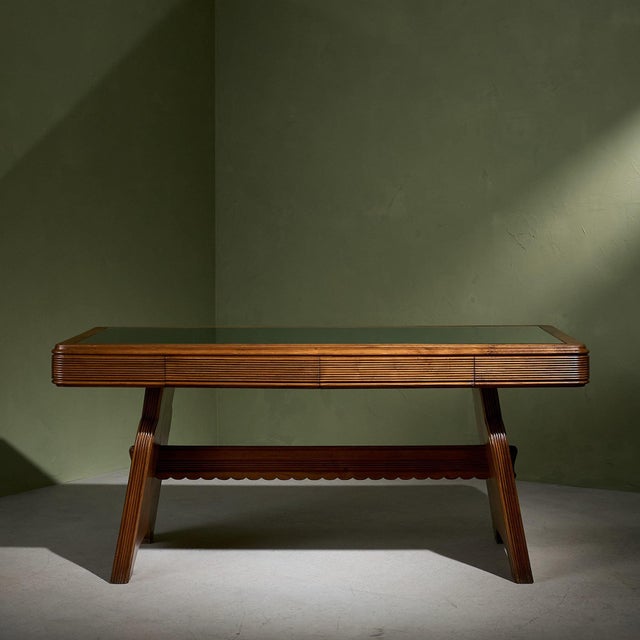 Desk in Chestnut with Grissinato Carvings by Osvaldo Borsani, Italy For Sale - Image 9 of 9