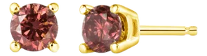 14K Yellow Gold 1/3 Cttw 4-Prong Set Round Brilliant-Cut Pink Diamond Solitaire Stud Earrings