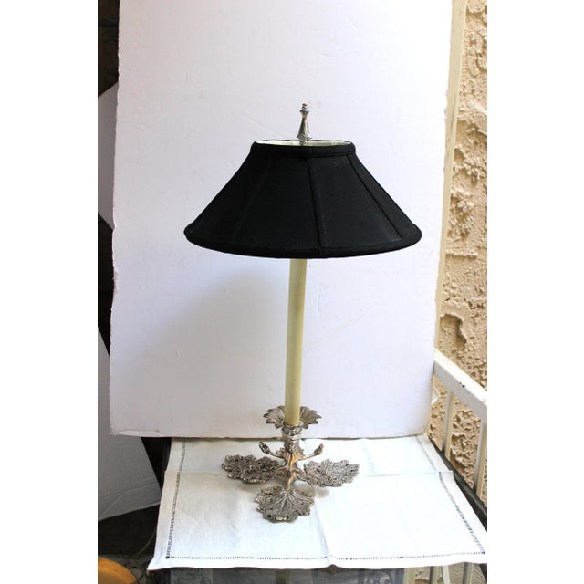 Frederick Cooper Table Lamp Silver Black Shade Vintage Leaf Motif Beautiful table lamp by Frederick Cooper! Includes the...