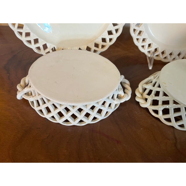 Antique 18th Century George III Creamware Chestnut Baskets With Underplates 1790 - a Pair For Sale - Image 9 of 13