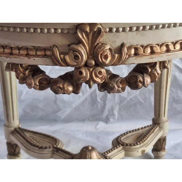 1950s Pairs of French Neoclassical Gilt Wood and Marbel Top Side Table 25'' Round For Sale In Los Angeles - Image 6 of 11