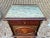 Pair Louis XVI Style Ormolu Mounted Marquetry Mahogany Marble Top Bedside Tables, 19th Century For Sale - Image 11 of 12
