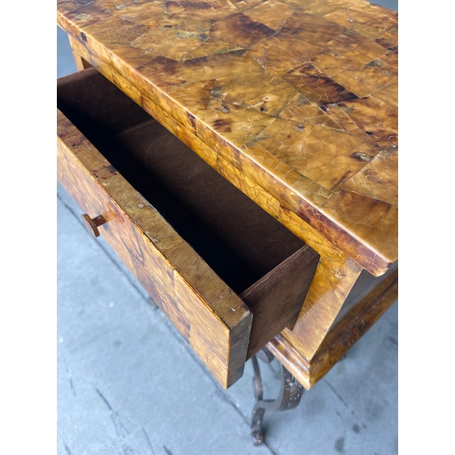 Vintage Tessellated Horn Side Table on Iron Base, Hollywood Regency For Sale - Image 13 of 14