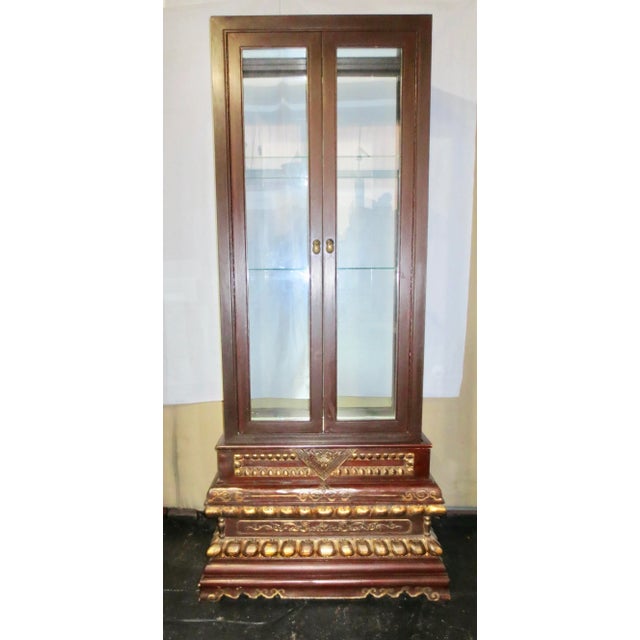 Chinese Buddhist Display Glass Cabinet Vintage 1980s' For Sale - Image 12 of 12