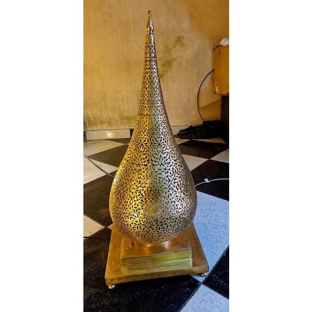 Handmade Moroccan Brass Floor Lantern – Marrakech Standing Lamp – Moroccan Filigree Light – Boho Home Decor – Artisan Lighting 15,74inch For Sale - Image 4 of 5