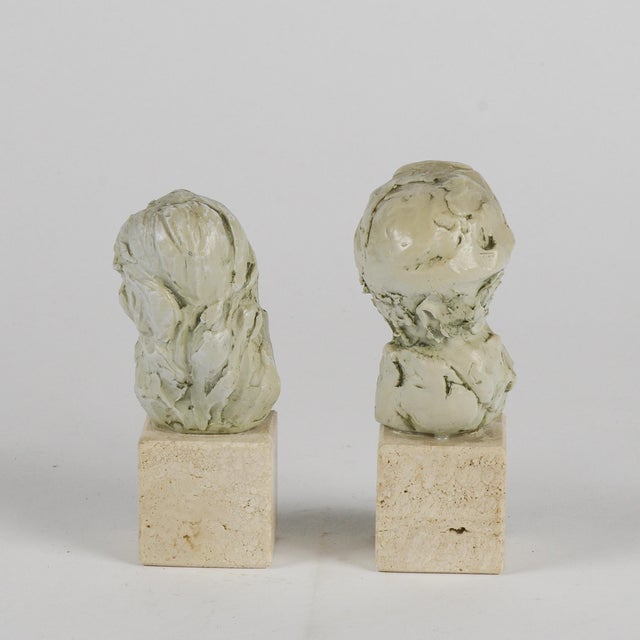 1960s Second Half of the 20th Century Half-Length Figurines of Him and Her with Stone Base, 1960s, Set of 2 For Sale - Image 5 of 8