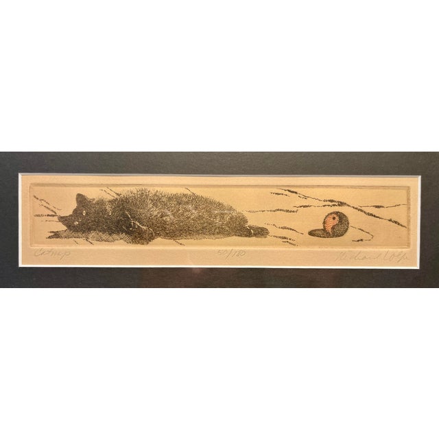 1970's Richard Volpe CATNAP Limited Edition Intaglio Etching Signed & Framed with Certificate of Authenticity Edition: 50...