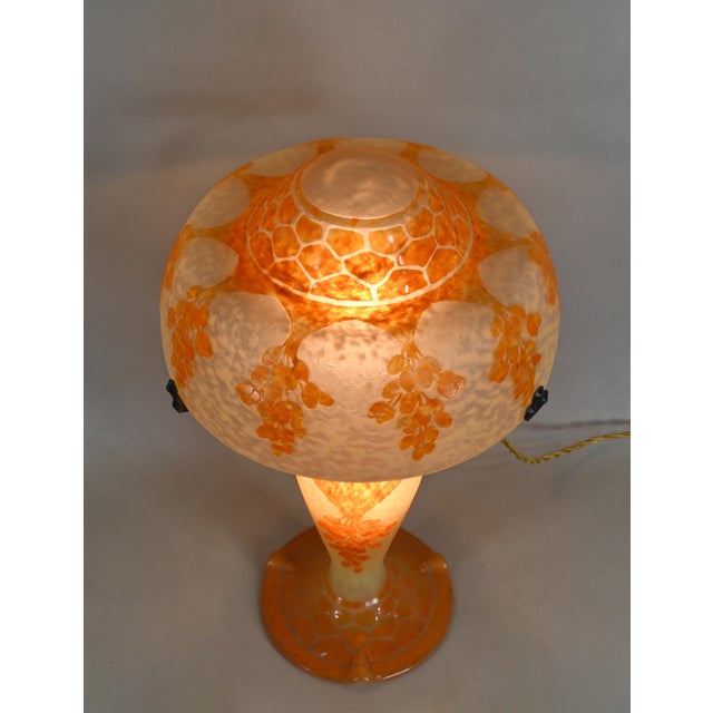 French Art Deco Lamp by Le Verre Francais Schneider - Cameo 1925 France For Sale - Image 6 of 12