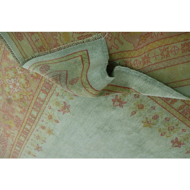 Late 19th Century Antique Turkish Green Oushak Rug 11'1" X 14'6" For Sale - Image 4 of 12