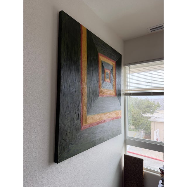 Large 48” X 48” Oil Painting Titled Hall of Good Luck by Artist Brandt Leeds For Sale - Image 11 of 12