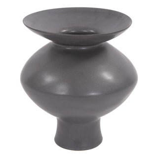Graphite Ceramic Flared Vase- Small For Sale