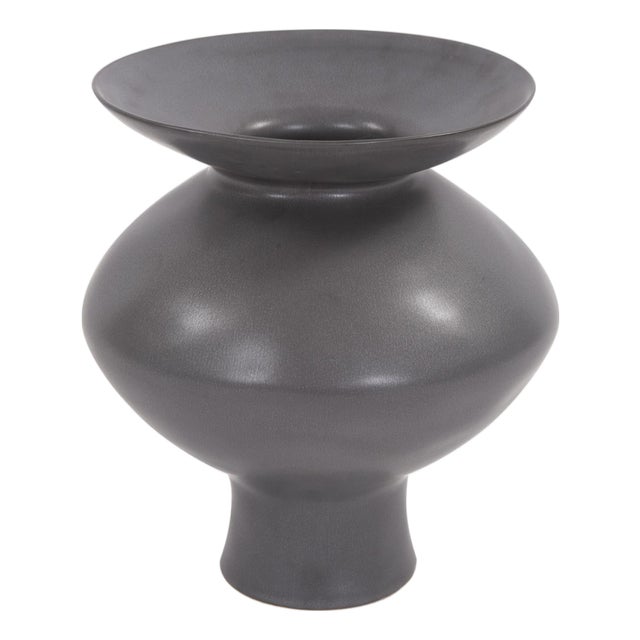 Graphite Ceramic Flared Vase- Small For Sale