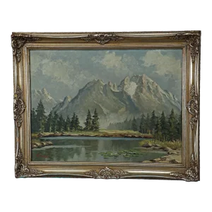 W. Kruegner- Summerly High Mountain Landscape With Alpine Lake and Watzmann