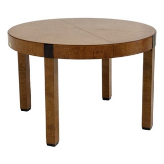 Vintage Burl Wood Round Dining Table by Grange, 1980s For Sale