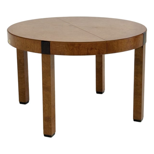 Vintage Burl Wood Round Dining Table by Grange, 1980s For Sale