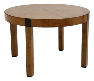 Vintage Burl Wood Round Dining Table by Grange, 1980s