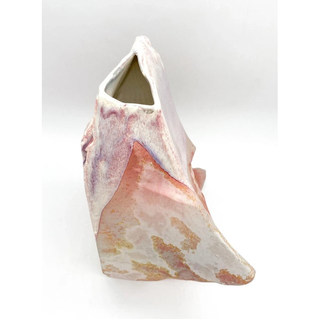 Tony Evans 13" Tony Evans 20th Century Pink Mountain Boulder Raku Ancient Sands Vase For Sale - Image 4 of 11