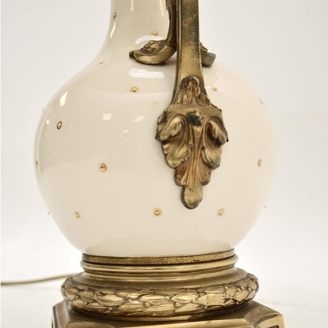 Vintage French Ceramic and Gilt Metal Table Lamps, 1950s, Set of 2 For Sale - Image 10 of 11