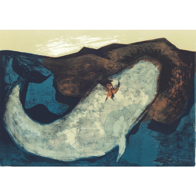 Original lithograph by Benton Spruance from the portfolio "Moby Dick - The Passion of Ahab" printed by The Meriden Gravure...