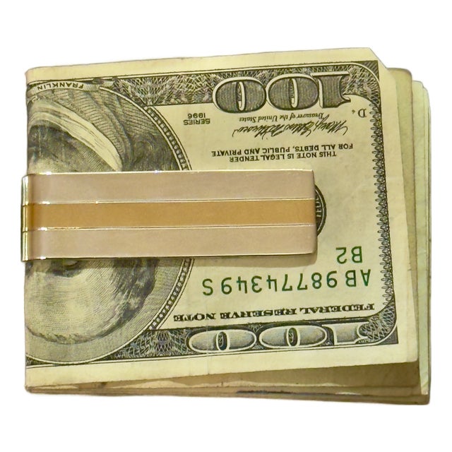 Late 20th Century Tiffany & Co Money Clip 18 KT Gold + Sterling Silver Estate For Sale