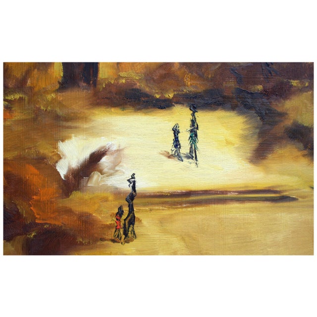 French Mid Century Courtyard Figurative Landscape by E. Lautenschlager For Sale - Image 3 of 4