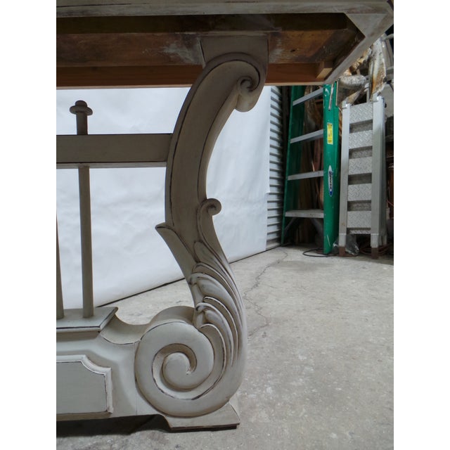 Antique White Lyre Console Table For Sale - Image 8 of 11
