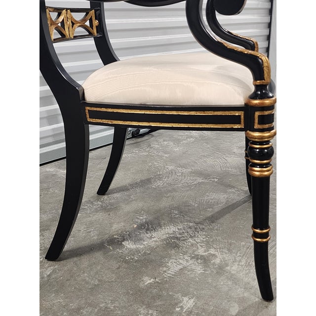 Maitland-Smith Regency Style Ebonized & Gilt Armchairs- A Pair For Sale - Image 11 of 16