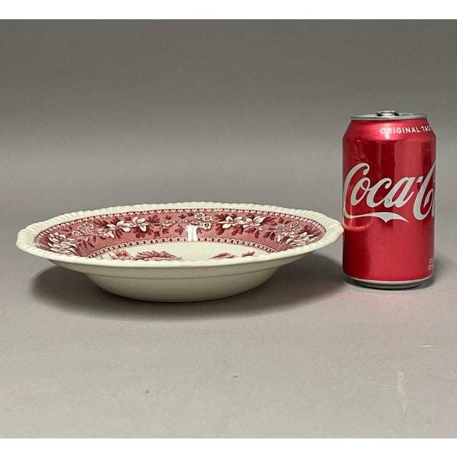 1970s Copeland "Spode's Tower" Red Transferware Pasta Bowls - Set of 5 For Sale - Image 5 of 7