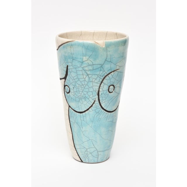 Vintage Raku Ceramic Nude Vase, Signed For Sale - Image 11 of 11