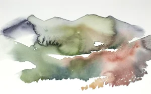 "Autumnal No. 23" Contemporary Original Abstract Mountain Landscape Watercolor Painting by Elizabeth Becker
