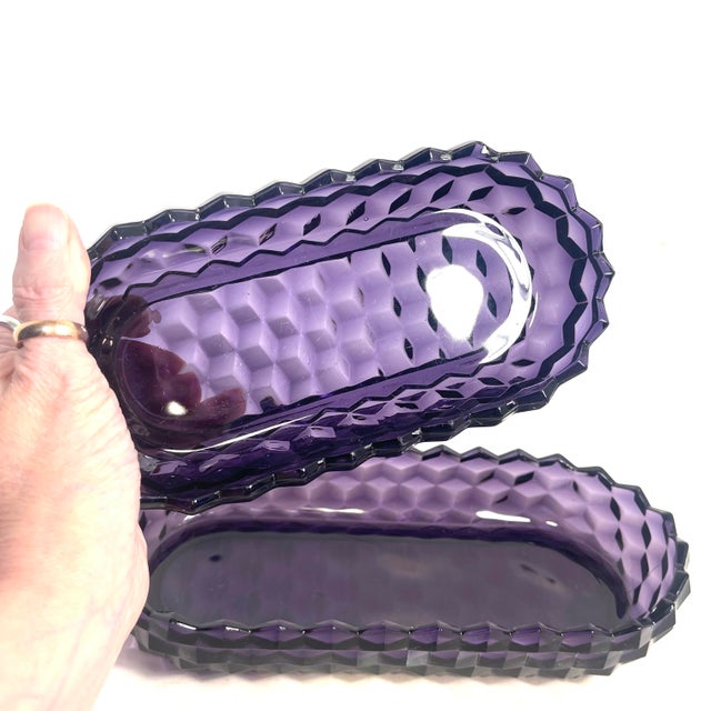 Mid 20th Century 20th Century Fostoria American Purple Glass Serving Dish Pair For Sale - Image 5 of 11