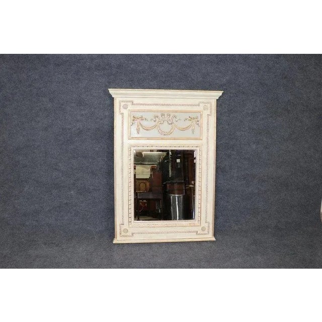 1950s French Louis XV Carved and Painted Wall or Trumeau Mirror For Sale - Image 5 of 12