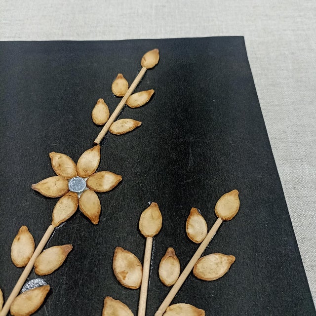 Handmade Botanical Textile Wall Art With Linen Wrapped Frame | Organic Mixed Media Wall Decor | Size:- 18" X 24" For Sale - Image 13 of 18