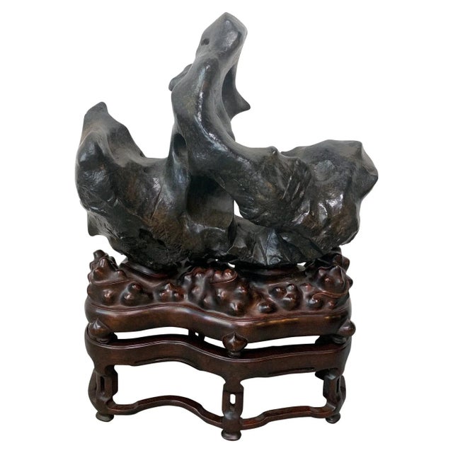 Large Chinese Lingbi Scholar Stone on Stand For Sale - Image 13 of 13