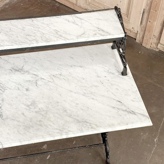 19th Century French Cast Iron Patisserie Display Table With Carrara Marble Tops For Sale - Image 18 of 18