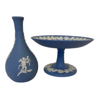 Vintage Wedgwood Compote and Vase Circa 1970's - A Set For Sale