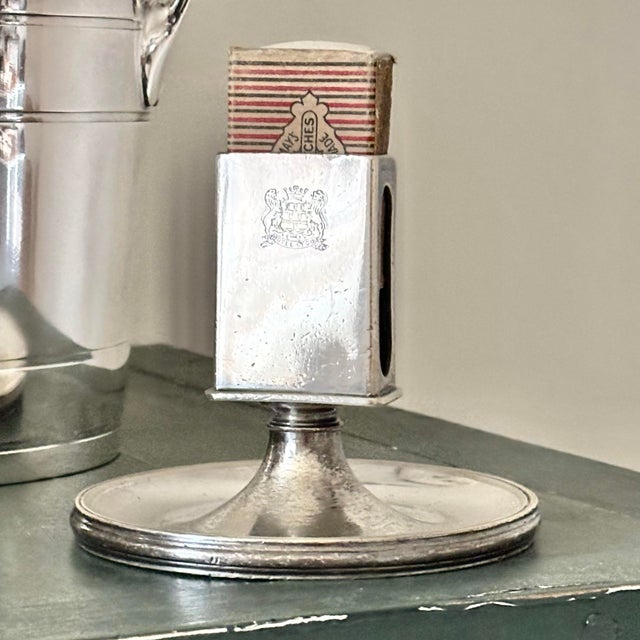 Art Deco Antique Hotel Silver Astray Matchbox Holder Crested For Sale - Image 3 of 8