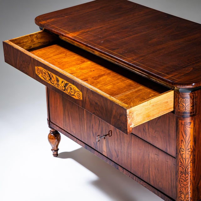 Wood Biedermeier Marquetry Chest of Drawers, Italy, 19th Century For Sale - Image 7 of 14