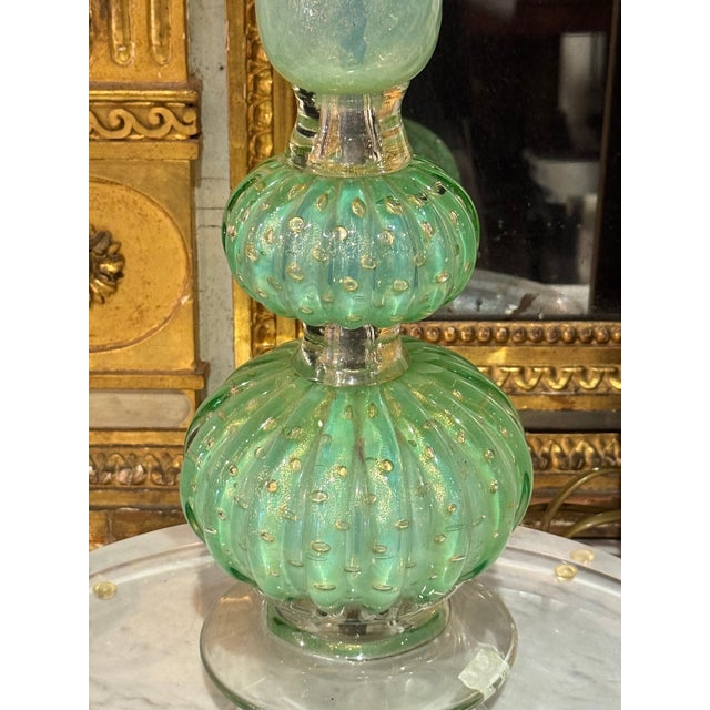 Modern Vintage Green Murano Lamp For Sale - Image 3 of 6