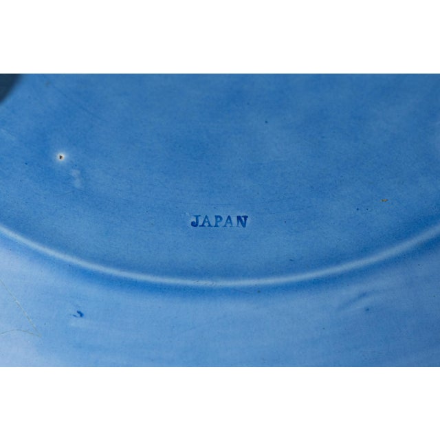 1920s Japanese Awaji Art Pottery Periwinkle Blue Footed Low Bowl For Sale In Sacramento - Image 6 of 9